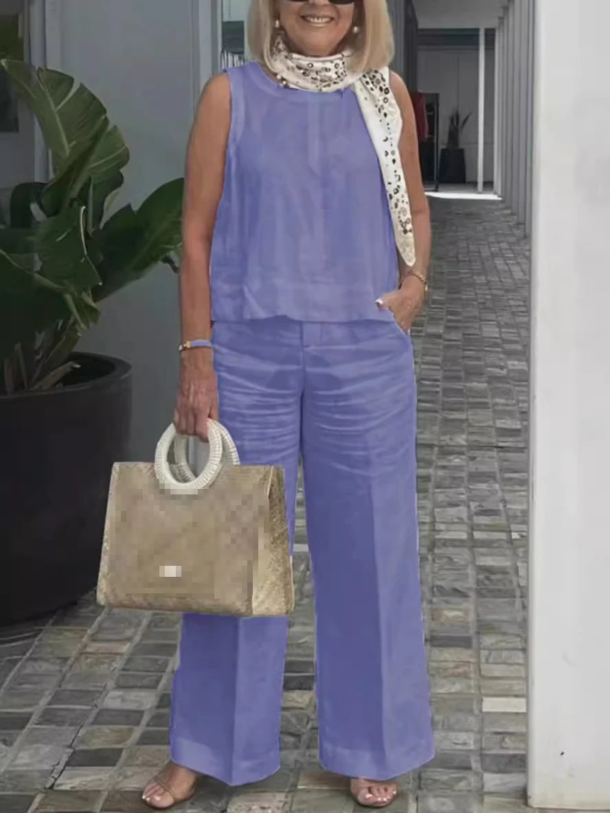 Simple Summer Cotton Linen Suit