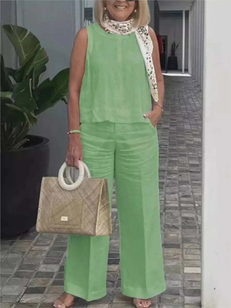 Simple Summer Cotton Linen Suit