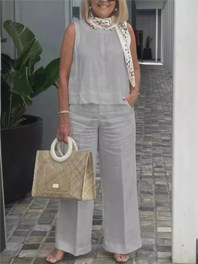Simple Summer Cotton Linen Suit