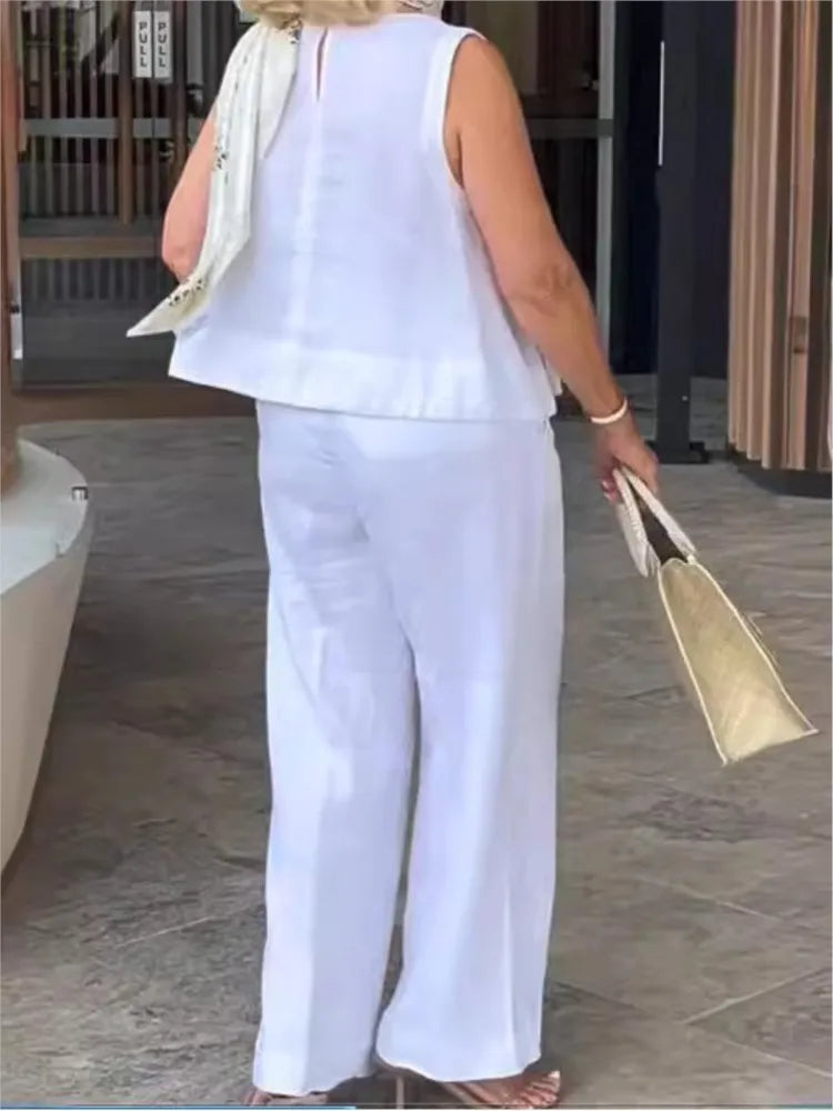 Simple Summer Cotton Linen Suit