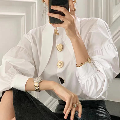 White Elegant Shirts Long Sleeve