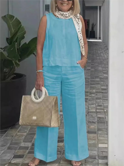 Simple Summer Cotton Linen Suit