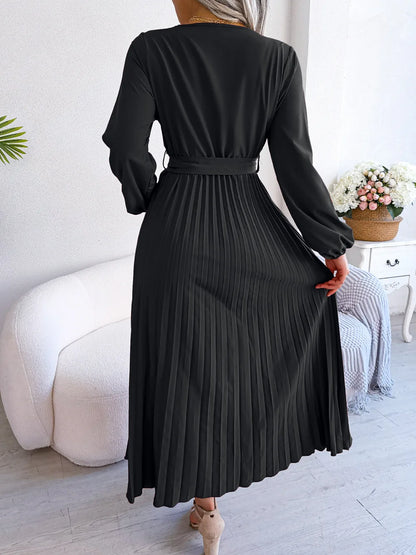 Women Elegant V Neck Long Sleeve Dress