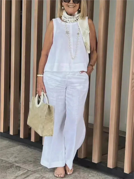 Simple Summer Cotton Linen Suit
