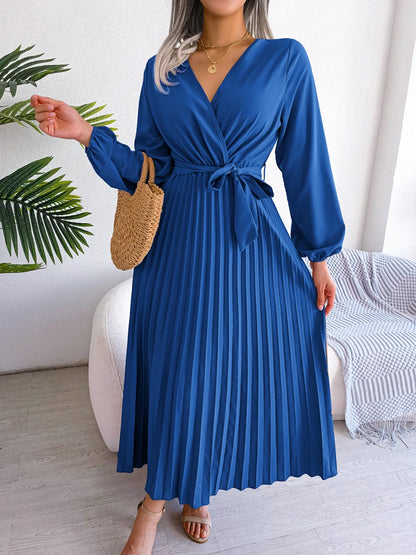 Women Elegant V Neck Long Sleeve Dress