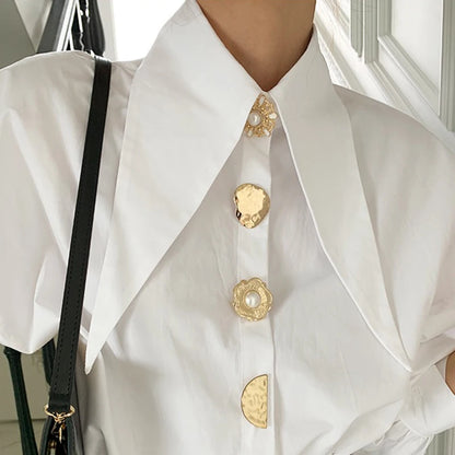White Elegant Shirts Long Sleeve