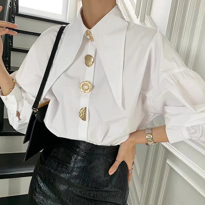 White Elegant Shirts Long Sleeve