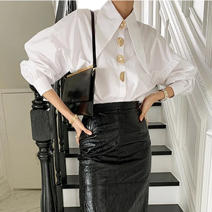 White Elegant Shirts Long Sleeve