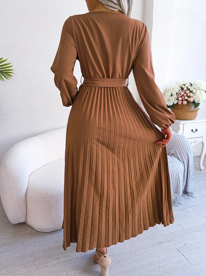 Women Elegant V Neck Long Sleeve Dress