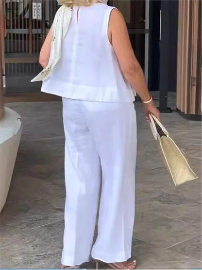 Simple Summer Cotton Linen Suit